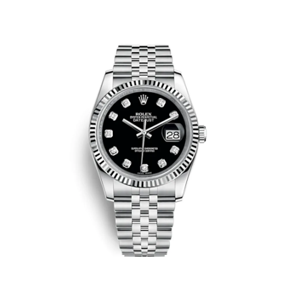 Rolex Datejust 36 Stainless Steel Fluted / Jubilee / Black Diamond
