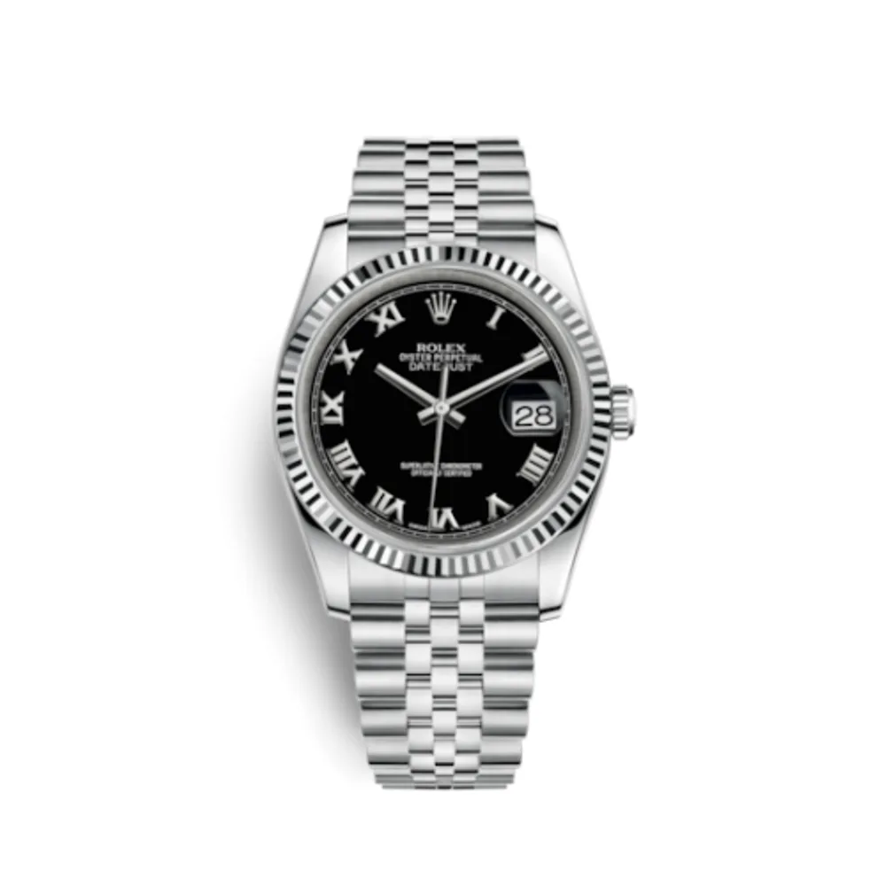 Rolex Datejust 36 Stainless Steel Fluted / Jubilee / Black Roman