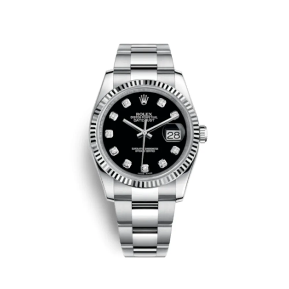 Rolex Datejust 36 Stainless Steel Fluted / Oyster / Black Diamond