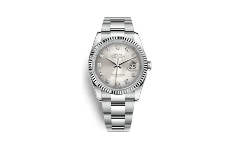 Rolex Datejust 36 Stainless Steel Fluted / Oyster / Silver Diamond