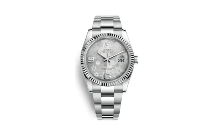 Rolex Datejust 36 Stainless Steel Fluted / Oyster / Silver Floral