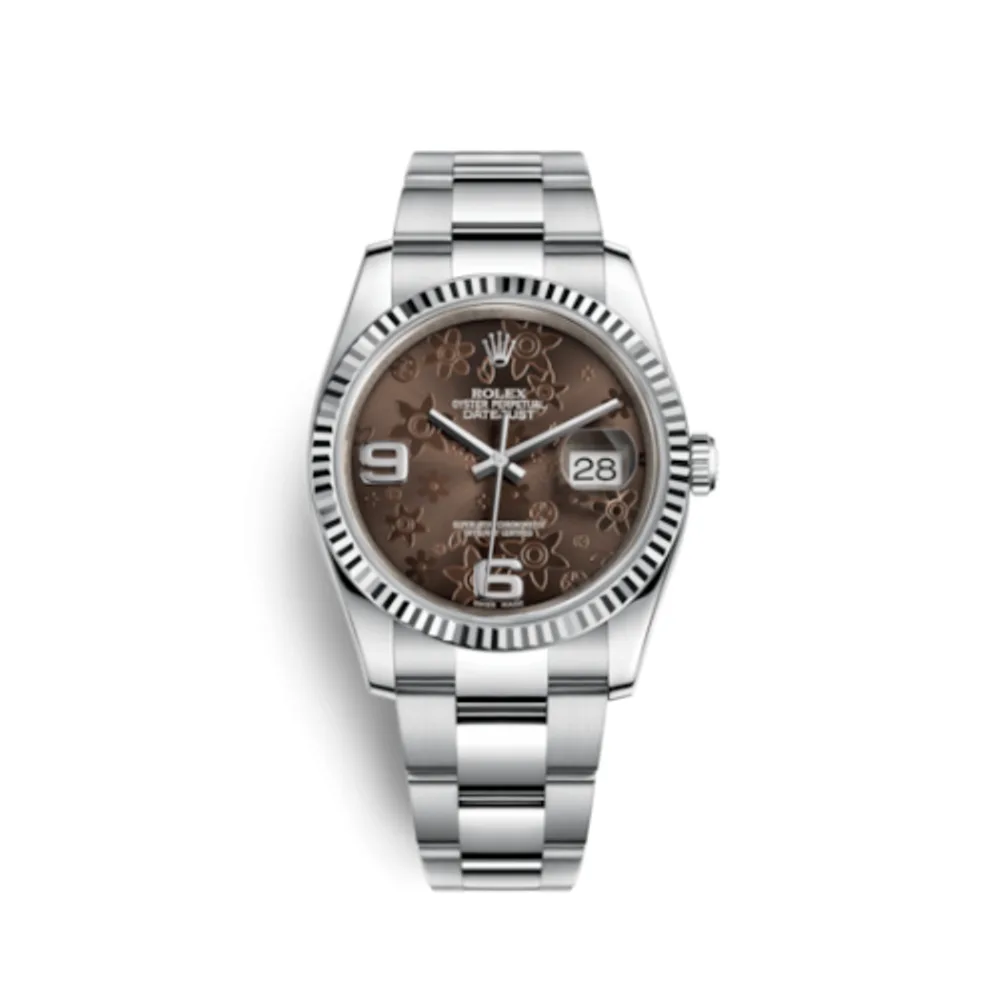 Rolex Datejust 36 Stainless Steel Fluted / Oyster / Chocolate Floral