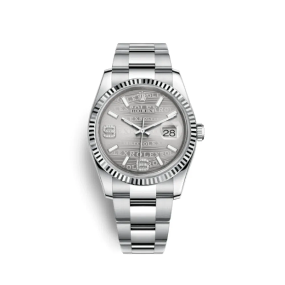 Rolex Datejust 36 Stainless Steel Fluted / Oyster / Rhodium Wave