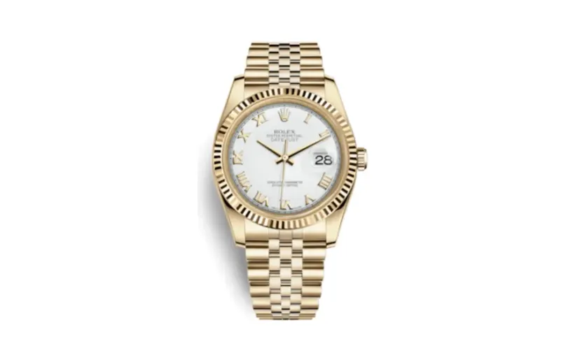 Rolex Datejust 36 Yellow Gold Fluted / Jubilee / White Roman