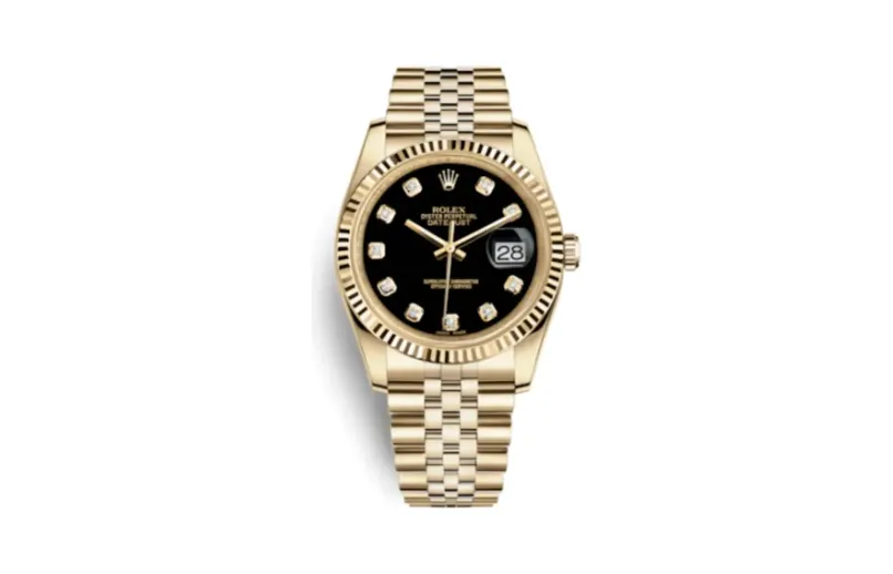 Rolex Datejust 36 Yellow Gold Fluted / Jubilee / Black Diamonds