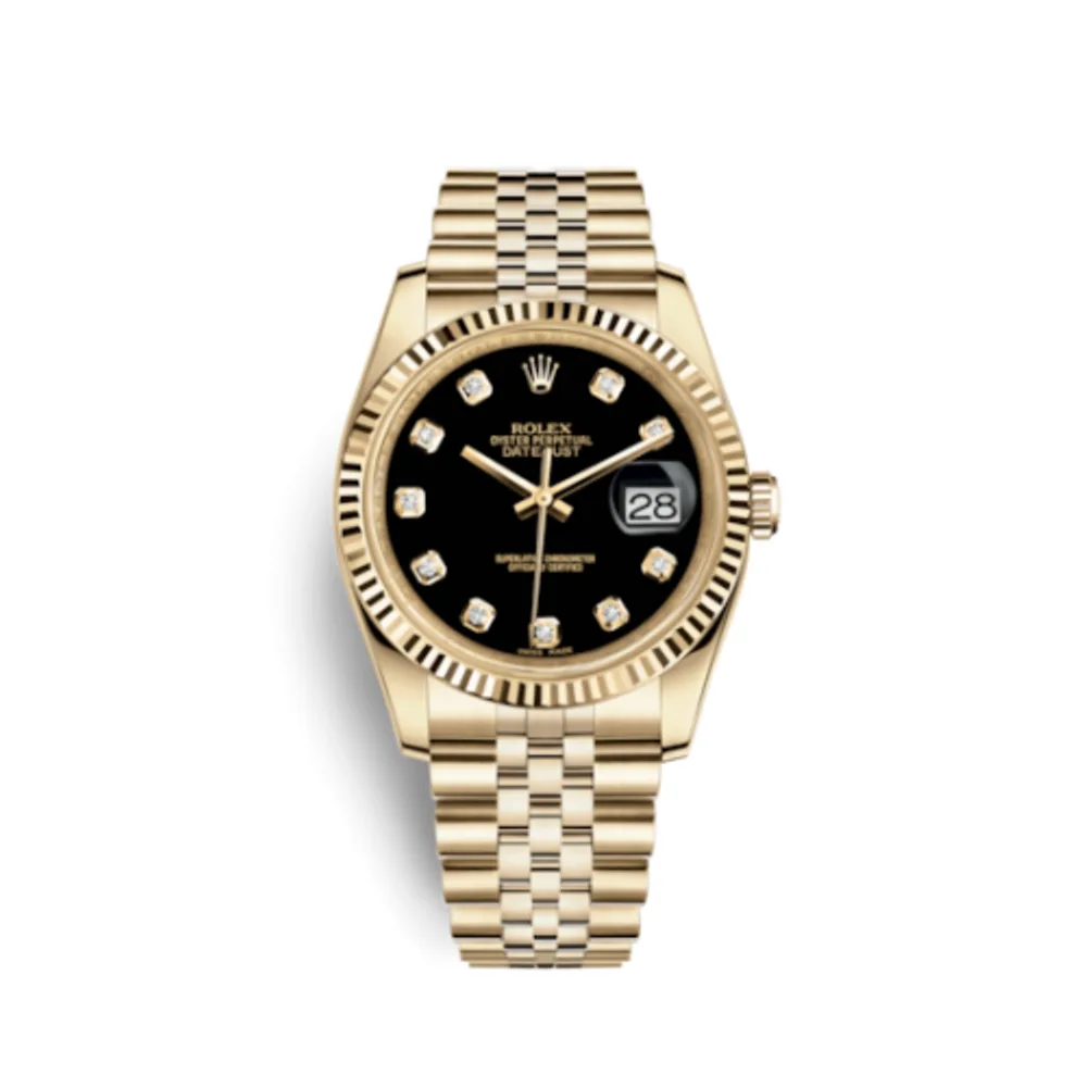 Rolex Datejust 36 Yellow Gold Fluted / Jubilee / Black Diamonds