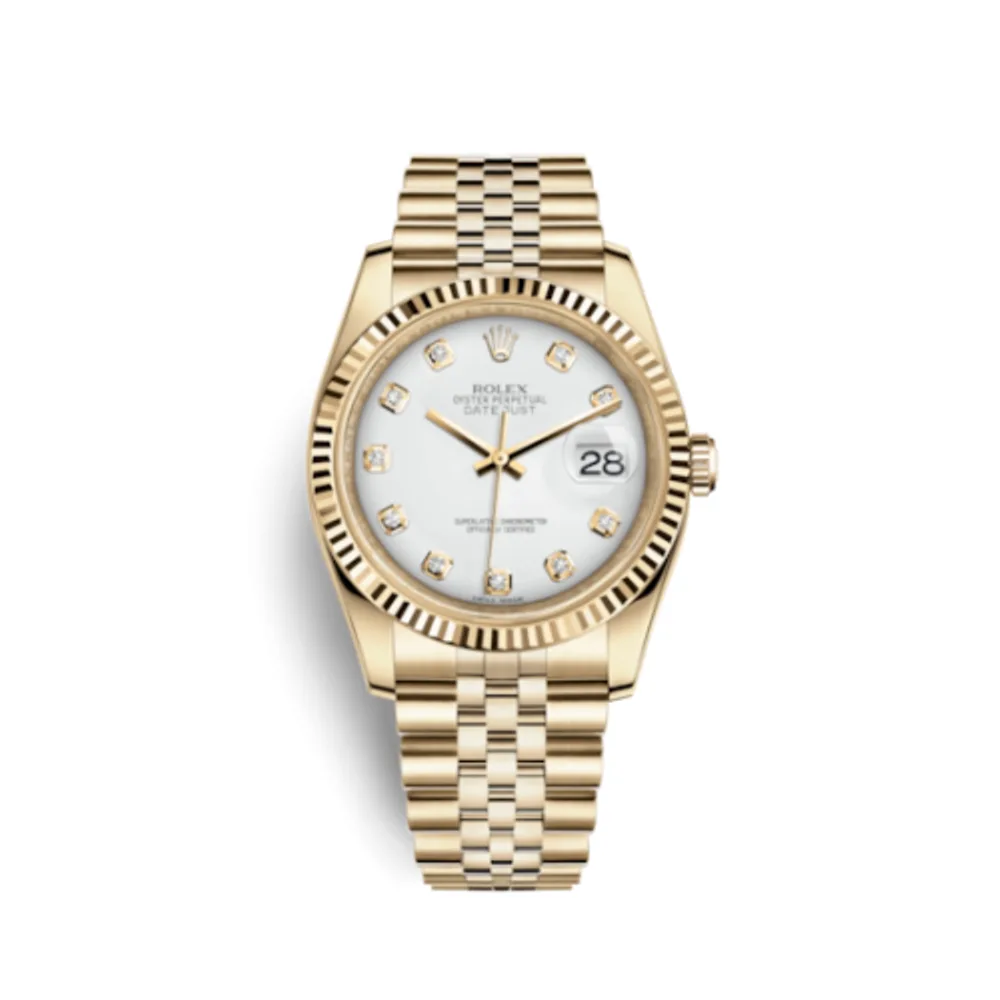 Rolex Datejust 36 Yellow Gold Fluted / Jubilee / White Diamonds
