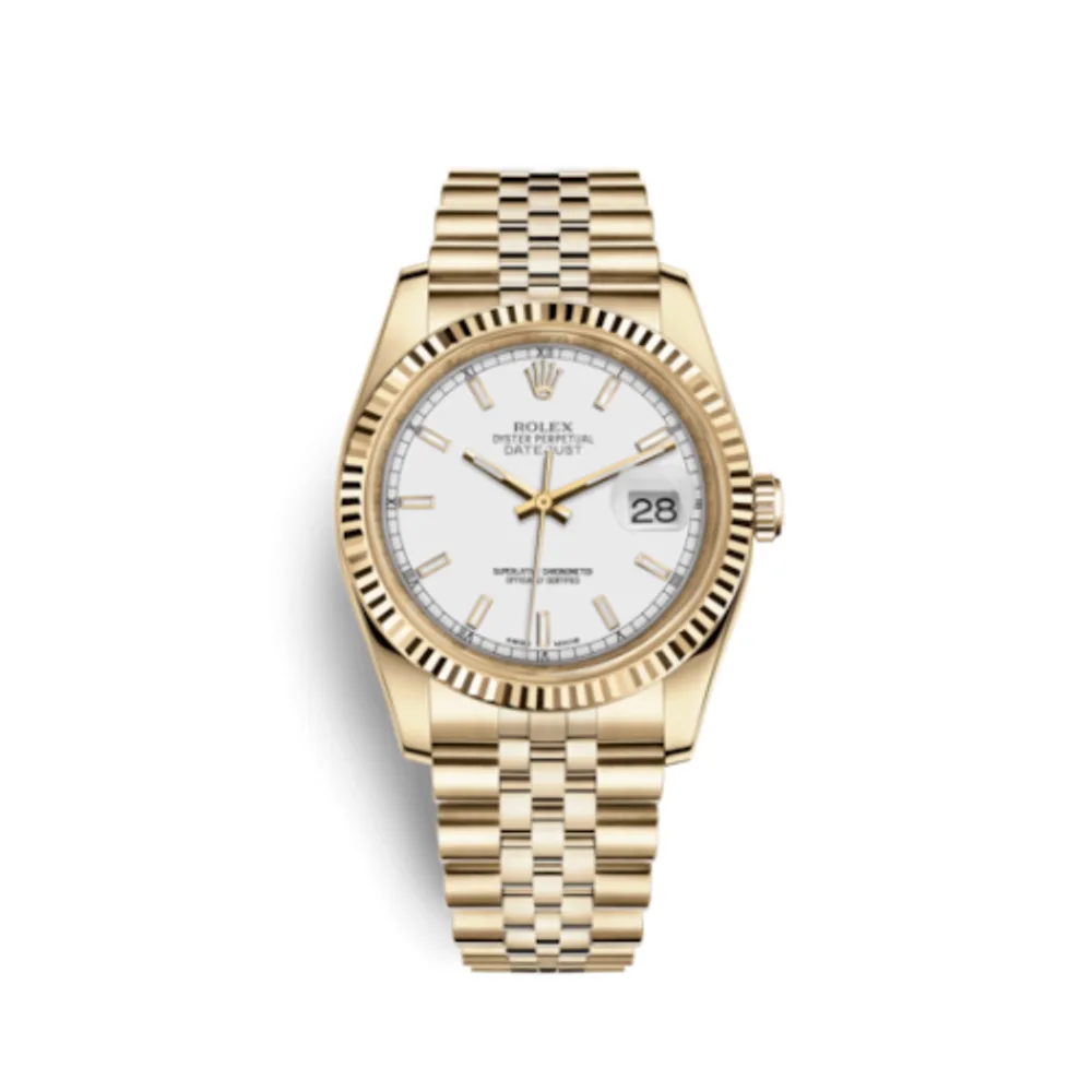 Rolex Datejust 36 Yellow Gold Fluted / Jubilee / White