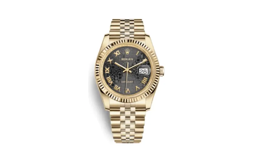 Rolex Datejust 36 Yellow Gold Fluted / Jubilee / Black Computer Roman