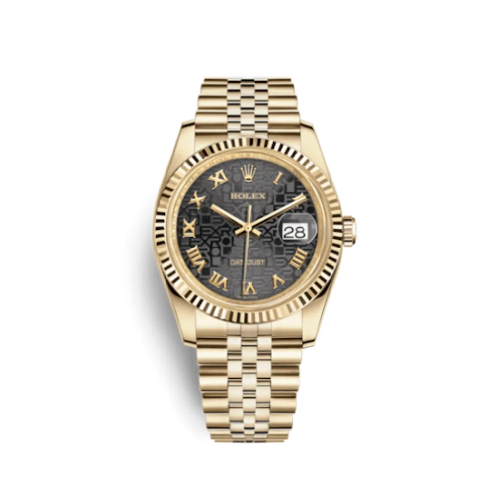 Rolex Datejust 36 Yellow Gold Fluted / Jubilee / Black Computer Roman