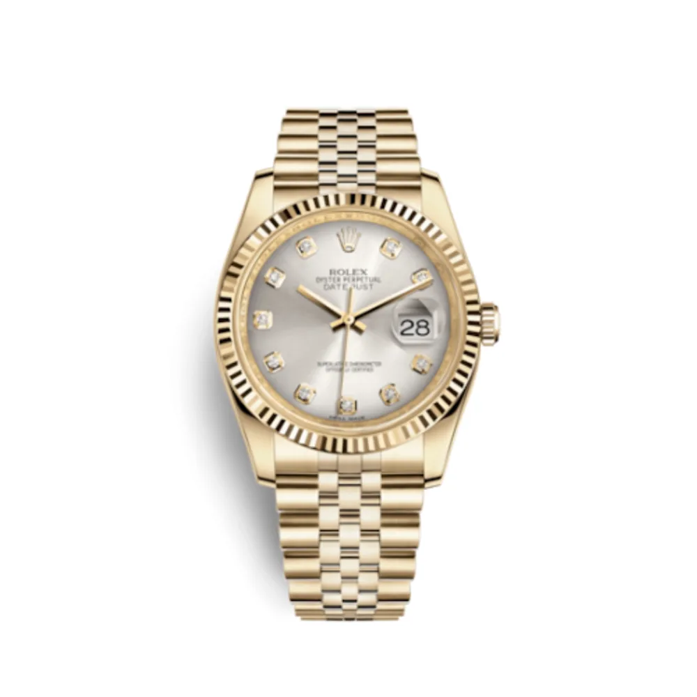 Rolex Datejust 36 Yellow Gold Fluted / Jubilee / Silver Diamonds