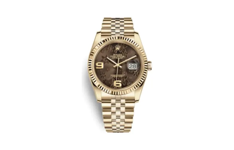 Rolex Datejust 36 Yellow Gold Fluted / Jubilee / Chocolate Floral