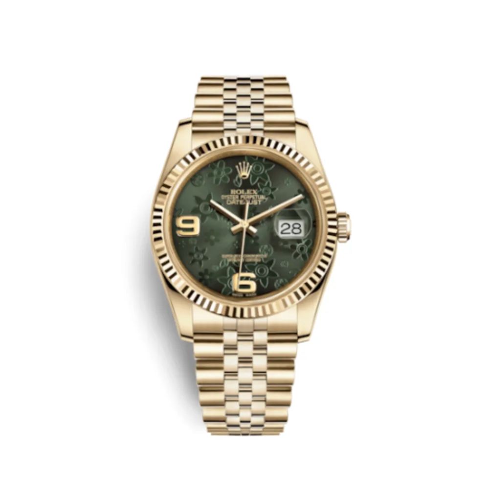 Rolex Datejust 36 Yellow Gold Fluted / Jubilee / Green Floral