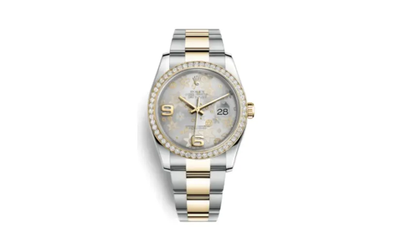 Rolex Datejust 36 Rolesor Yellow Diamond / Oyster / Silver Floral