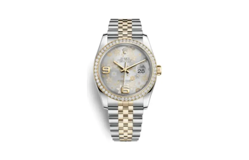 Rolex Datejust 36 Rolesor Yellow Diamond / Jubilee / Silver Floral