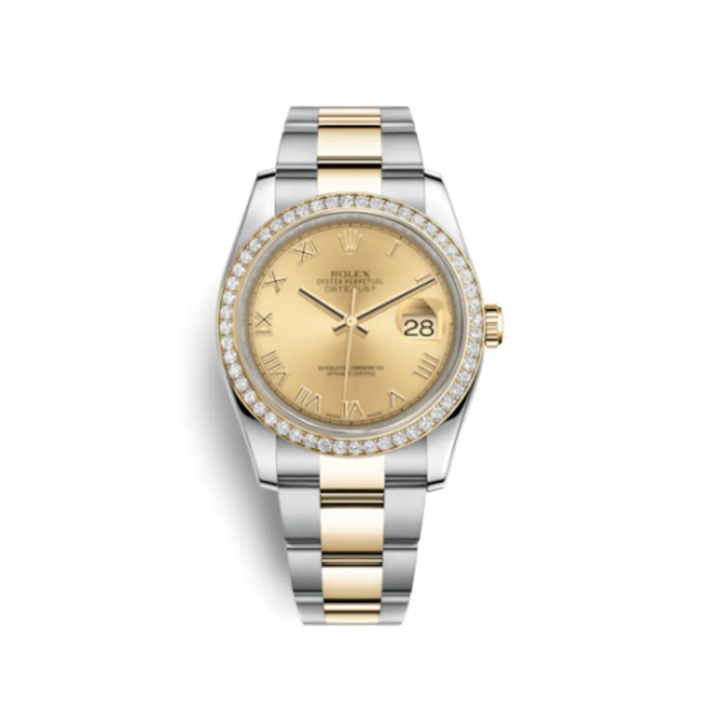 Rolex Datejust 36 Rolesor Yellow Diamond / Oyster / Champagne Roman