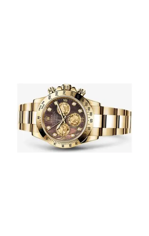 Rolex Daytona Yellow Gold Black Mother of Pearl Diamonds
