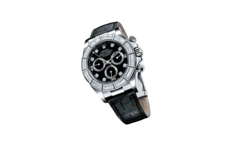 Rolex Daytona White Gold 24 Baguette Strap Black Diamond