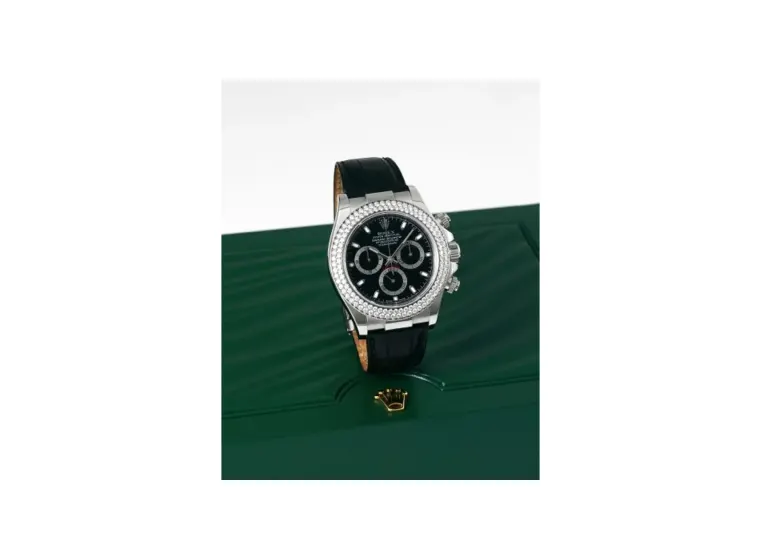 Rolex Daytona White Gold Double Row Strap Black