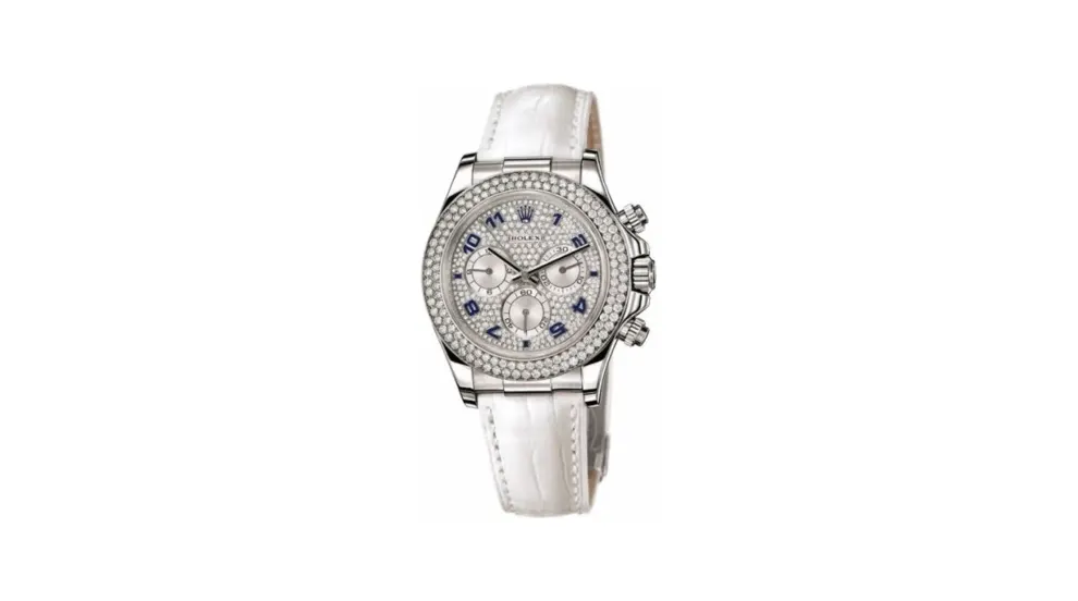 Rolex Daytona White Gold Double Row Strap Paved