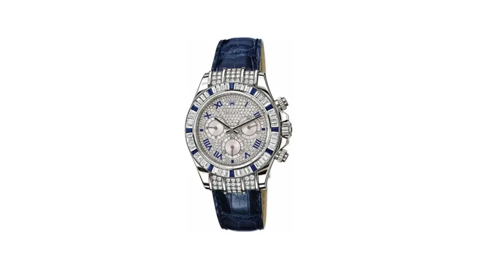 Rolex Daytona White Gold Diamond Sapphire Strap
