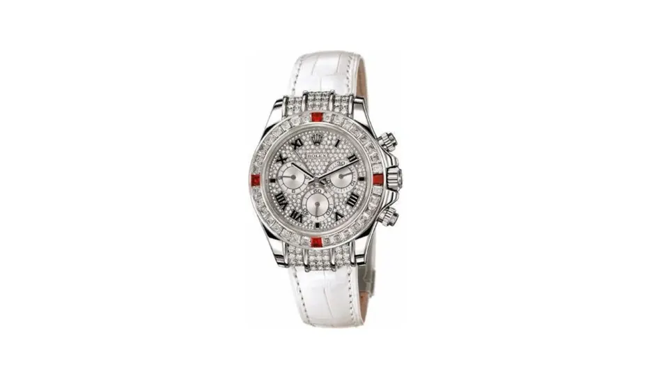 Rolex Daytona White Gold Diamond Ruby Strap