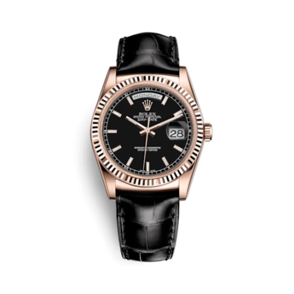 Rolex Day-Date 36 Everose / Strap / Black