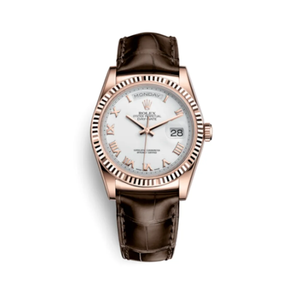 Rolex Day-Date 36 Everose / Strap / White Roman