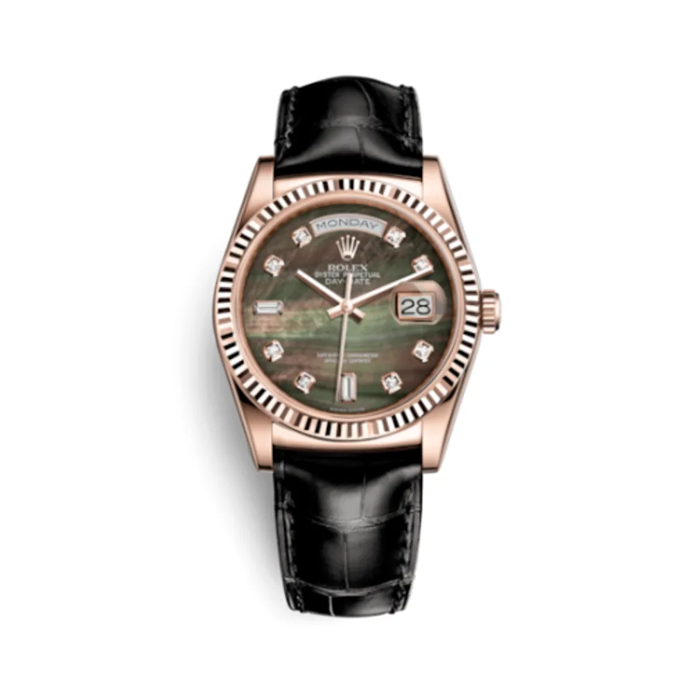 Rolex Day-Date 36 Everose / Strap / Black MOP