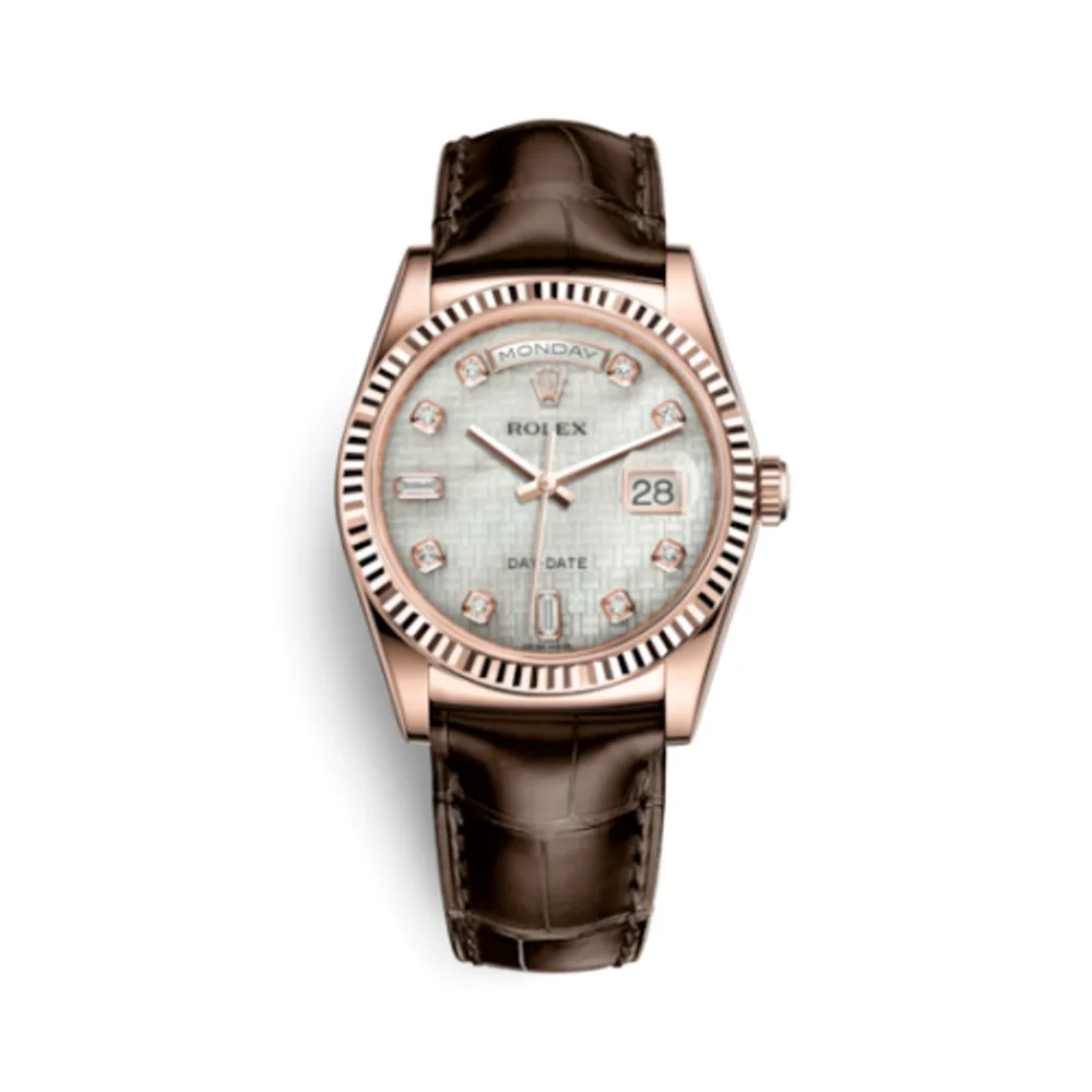 Rolex Day-Date 36 Everose Fluted / Strap / Oxford MOP