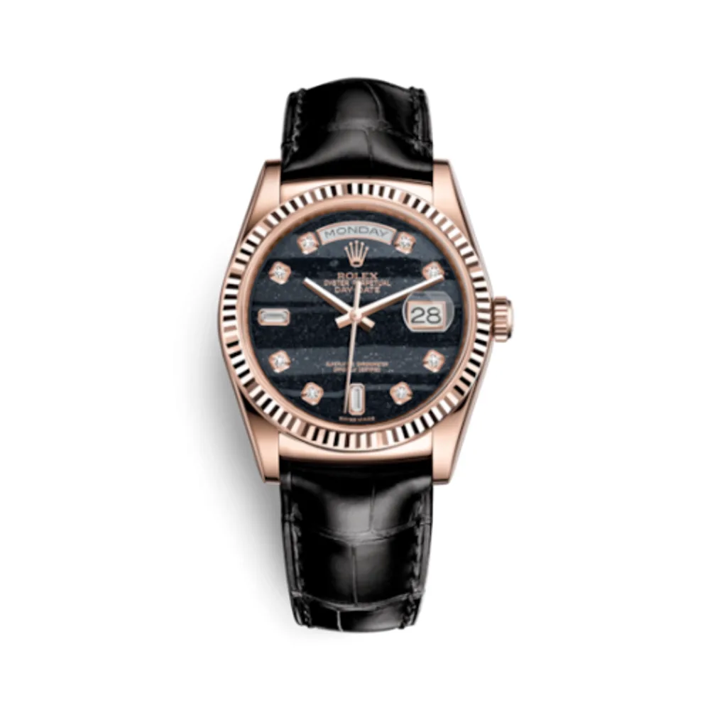 Rolex Day-Date 36 Everose Fluted / Strap / Ferrite