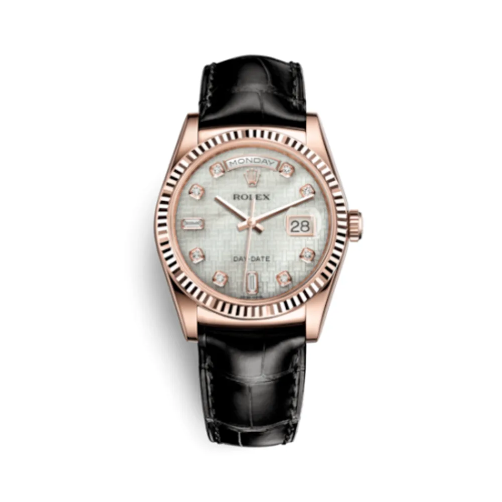 Rolex Day-Date 36 Everose Fluted / Strap / Oxford MOP