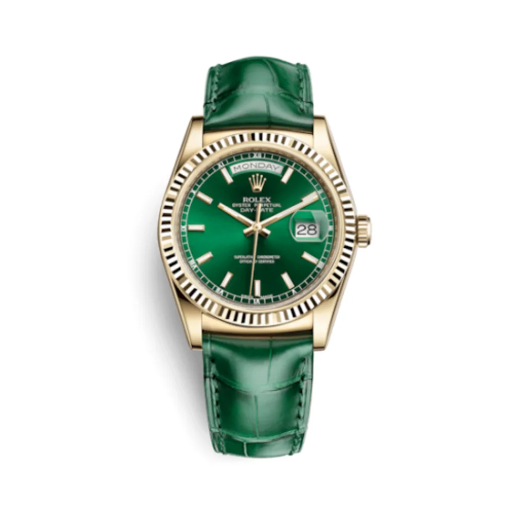 Rolex Day-Date 36 Yellow Gold / Strap / Green