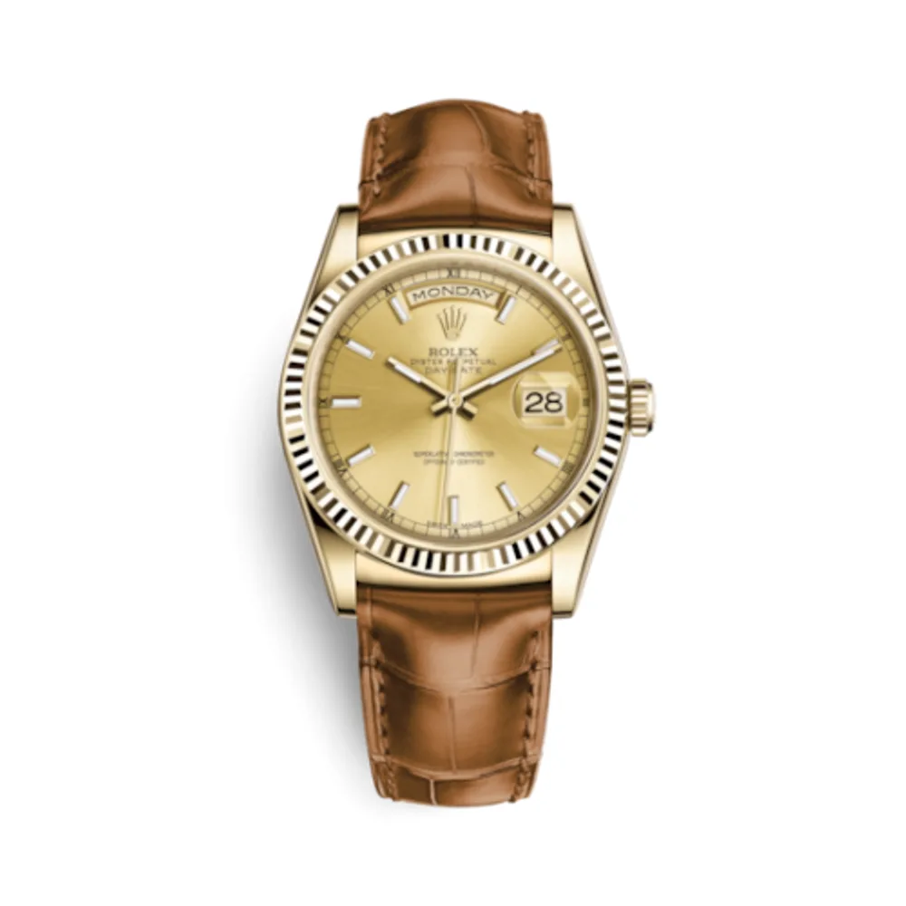 Rolex Day-Date 36 Yellow Gold / Strap / Champagne