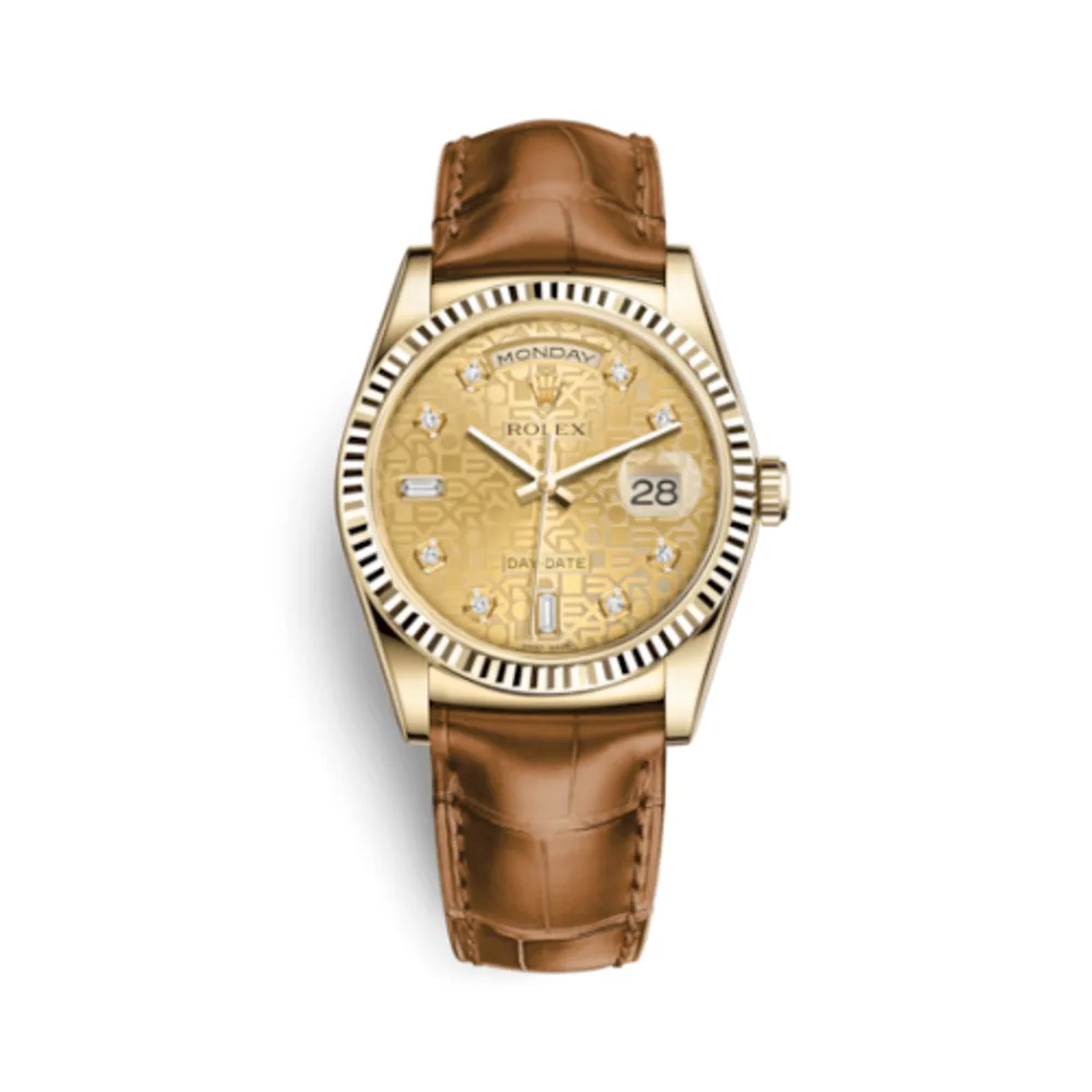 Rolex Day-Date 36 Yellow Gold / Strap / Champagne Computer
