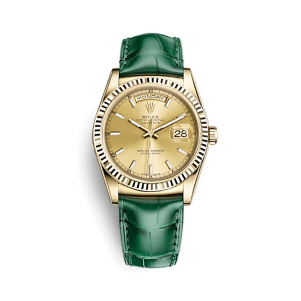 Rolex Day-Date 36 Yellow Gold Fluted / Strap / Champagne