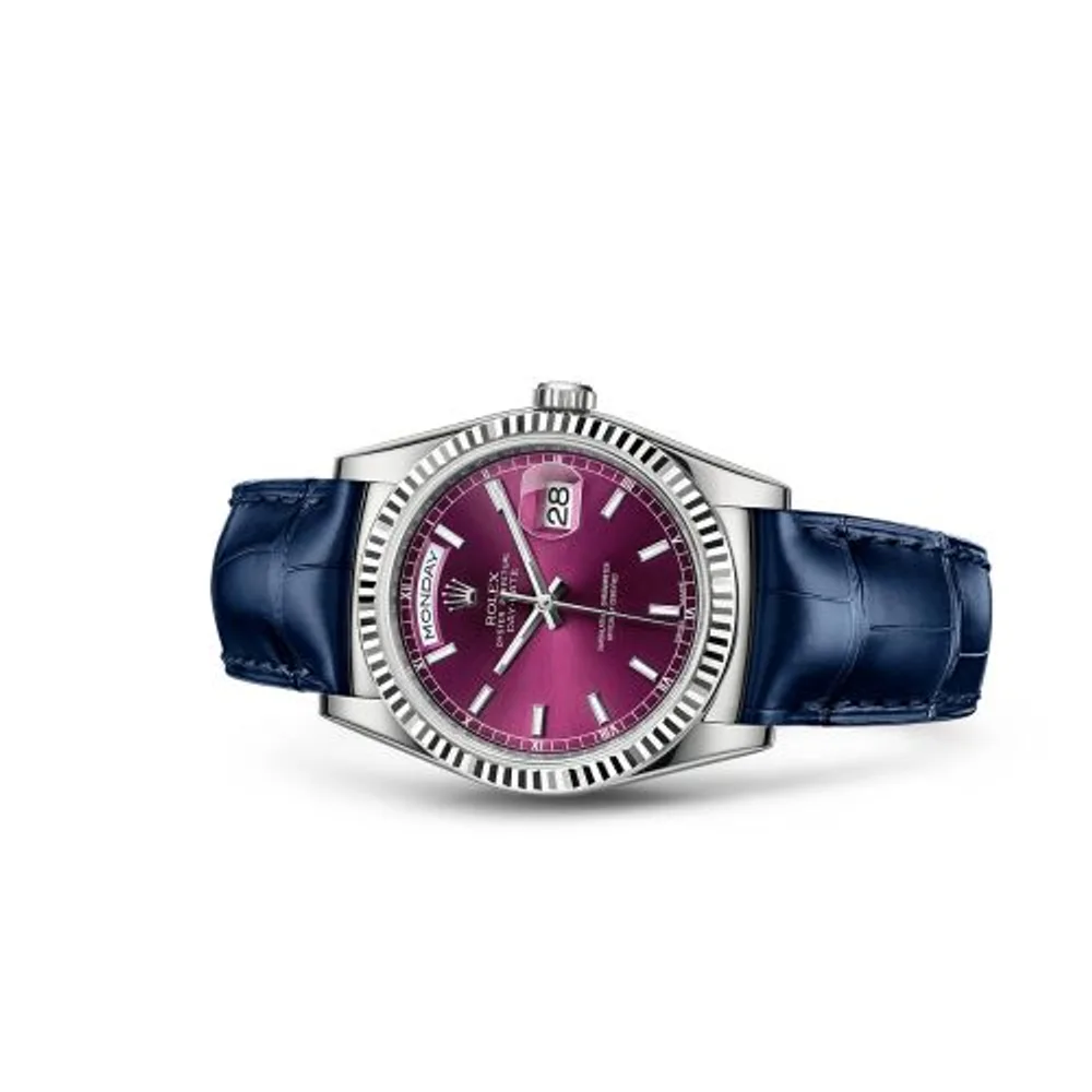 Rolex Day-Date 36 White Gold / Strap / Cherry