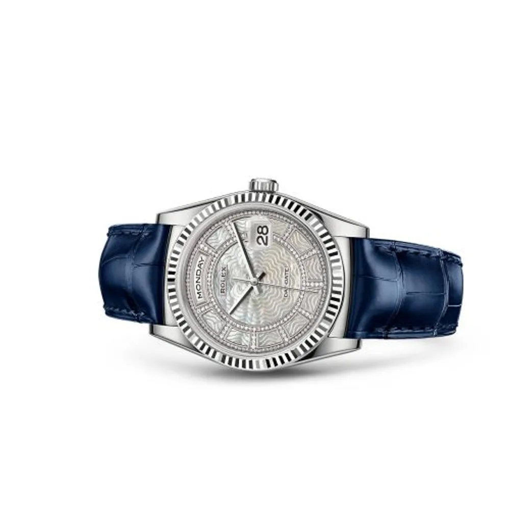 Rolex Day-Date 36 White Gold / Strap / MOP Carousel