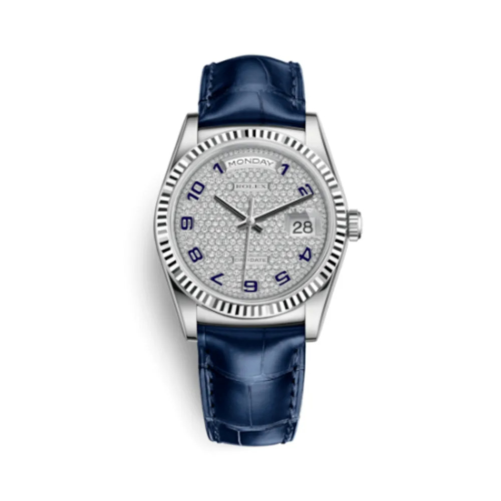 Rolex Day-Date 36 White Gold / Strap / Paved