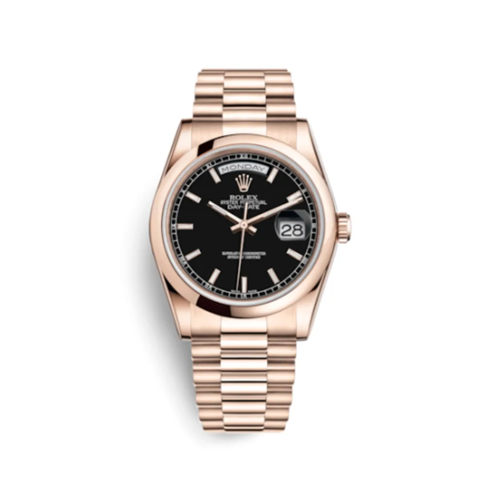 Rolex Day-Date 36 Everose Domed / President / Black