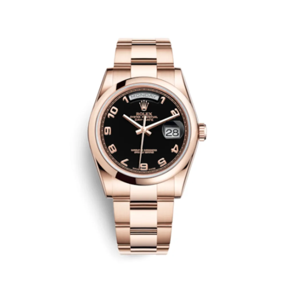 Rolex Day-Date 36 Everose Domed / Oyster / Black Arabic