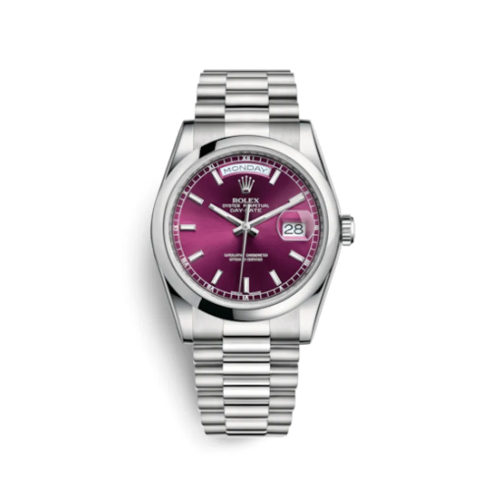 Rolex Day-Date 36 Platinum Domed / President / Cherry