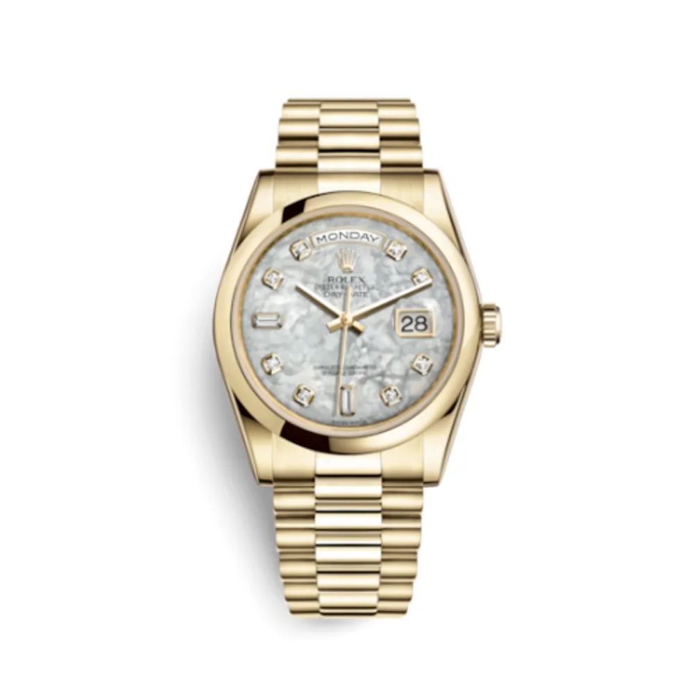 Rolex Day-Date 36 Yellow Gold Domed President Mother of Pearl Diamonds
