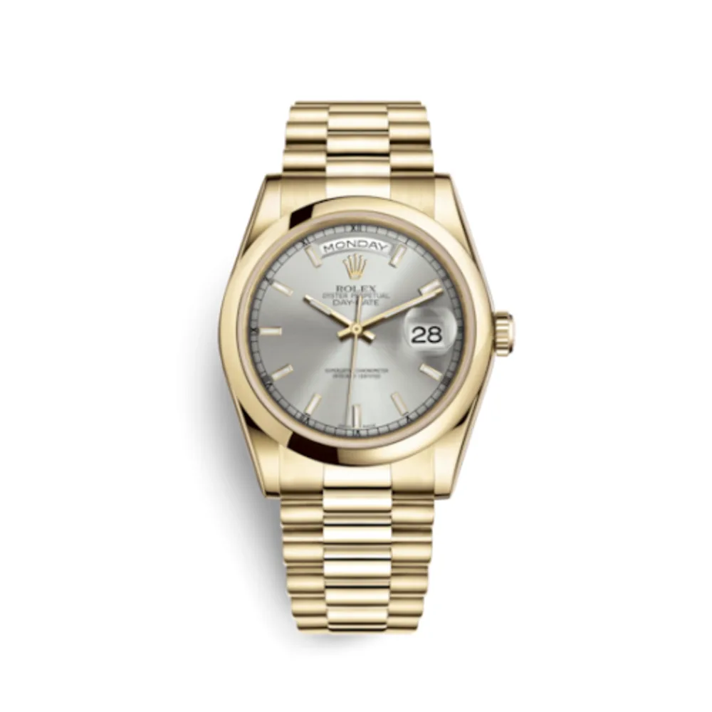 Rolex Day-Date 36 Yellow Gold Domed / President / Silver