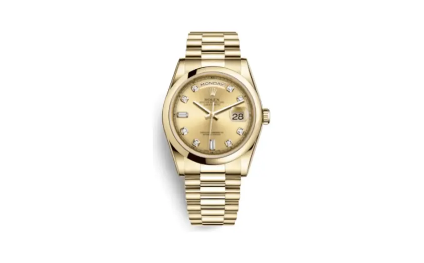 Rolex Day-Date 36 Yellow Gold Domed / President / Champagne Diamond