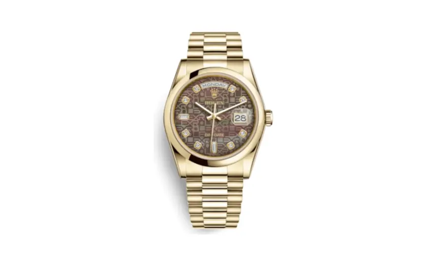 Rolex Day-Date 36 Yellow Gold Domed / President/ Black MOP Computer