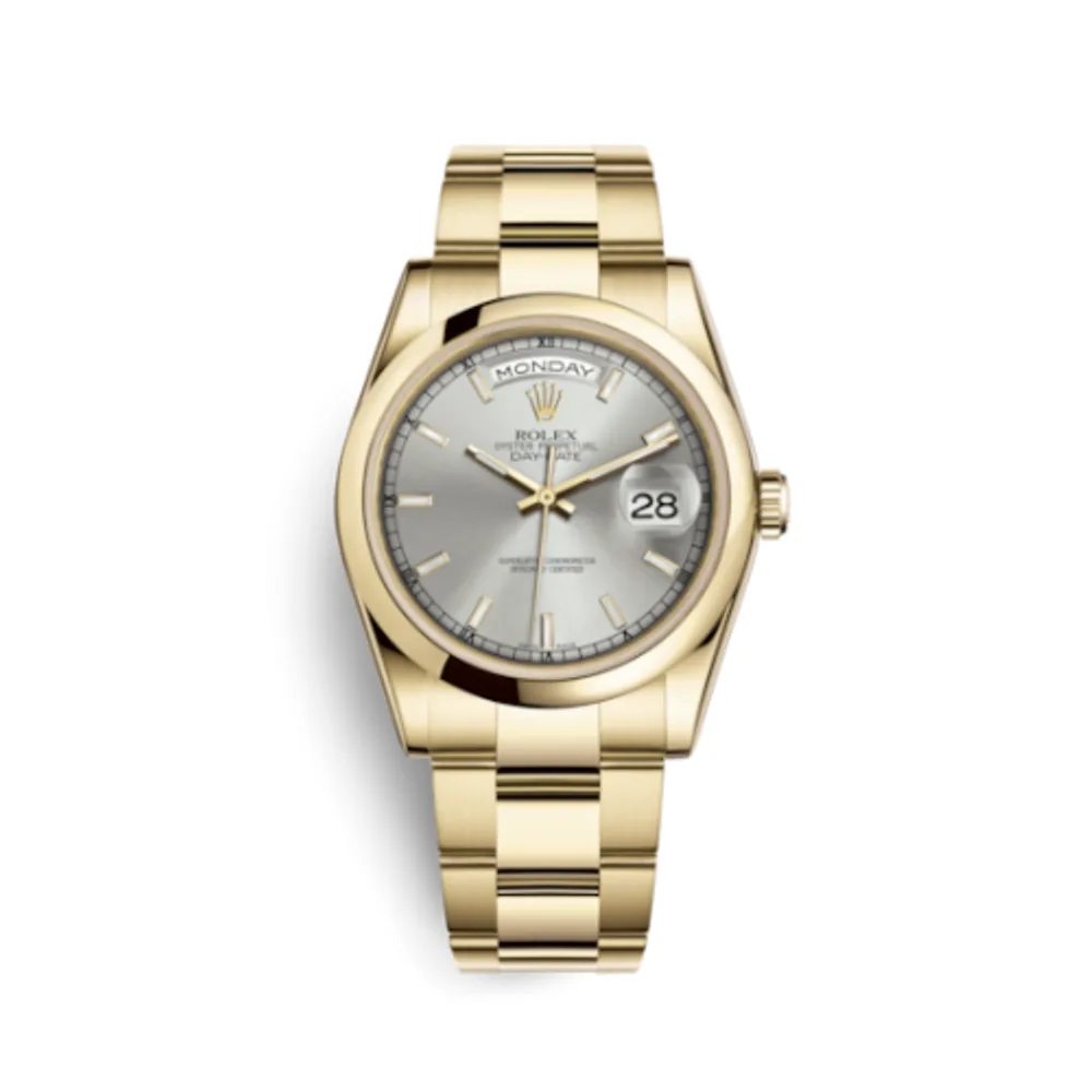 Rolex Day-Date 36 Yellow Gold Domed / Oyster / Silver