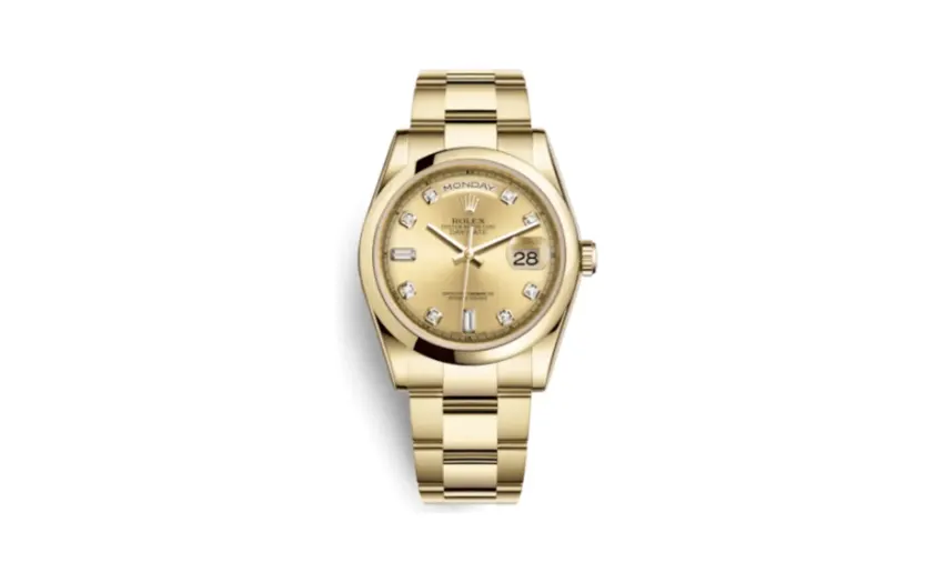 Rolex Day-Date 36 Yellow Gold Domed / Oyster / Champagne Diamond