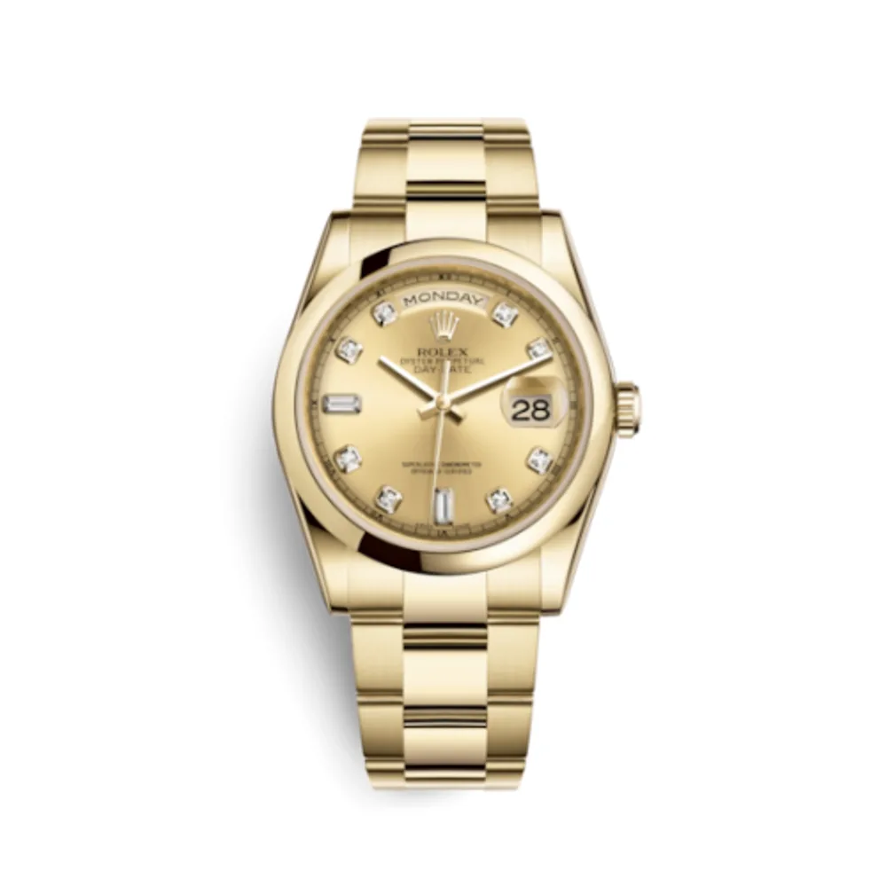 Rolex Day-Date 36 Yellow Gold Domed / Oyster / Champagne Diamond