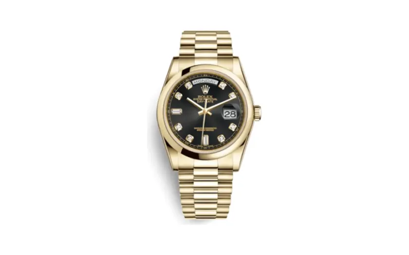 Rolex Day-Date 36 Yellow Gold Domed / President / Black Diamonds